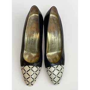 Bruno Magli Black And White Pumps Women's Size 7.5B Vintage Classic Italy‎